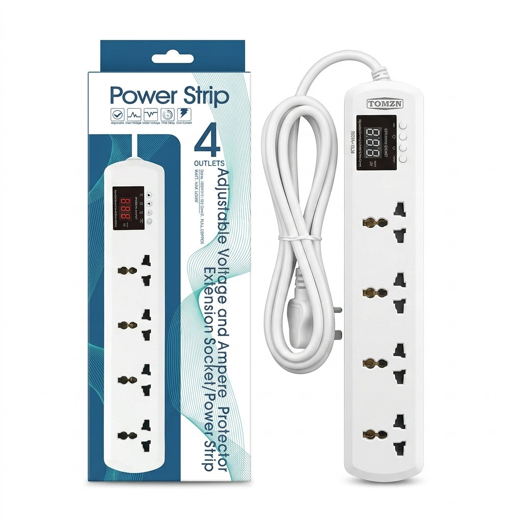 TOMZN VA Protector Power Strip 16A Extension Socket with Voltage Protection