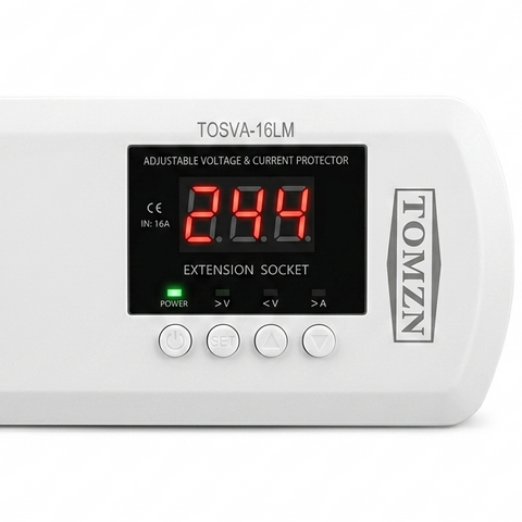TOMZN VA Protector Power Strip 16A Extension Socket with Voltage Protection