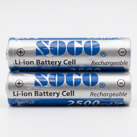 SOGO 18650 3.7V 2500mAh Rechargeable Lithium Battery Cell – High Performance Li-ion Cell (Pack of 2)