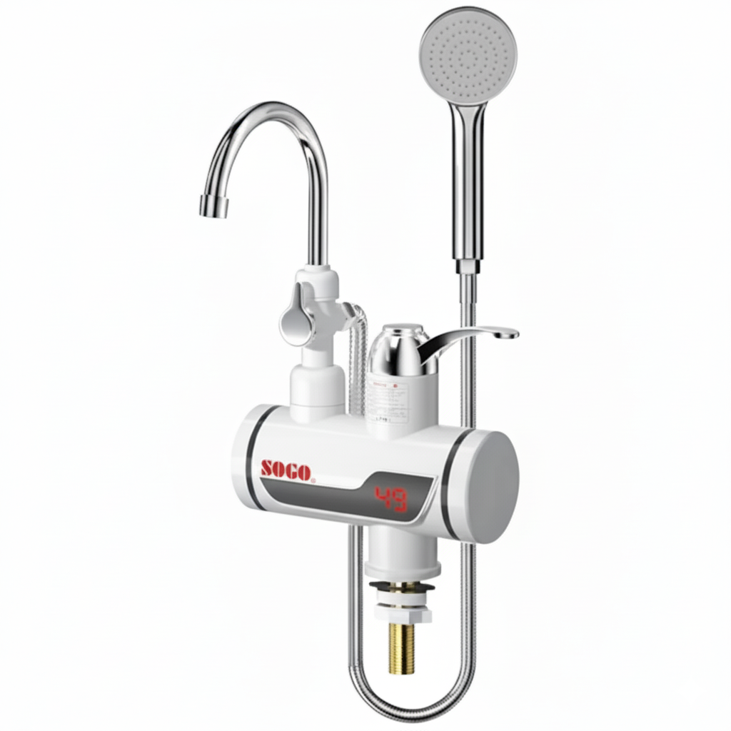 Sogo JPN-3000 Instant Electric Water Heating Tap with Shower Head | 3000W Fast Heat Faucet | IPX4 Rated