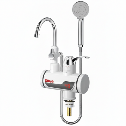 Sogo JPN-3000 Instant Electric Water Heating Tap with Shower Head | 3000W Fast Heat Faucet | IPX4 Rated