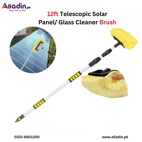 Telescopic Solar Cleaning Brush Aluminum Pole PVC Plastic Fiber Cleaning Head