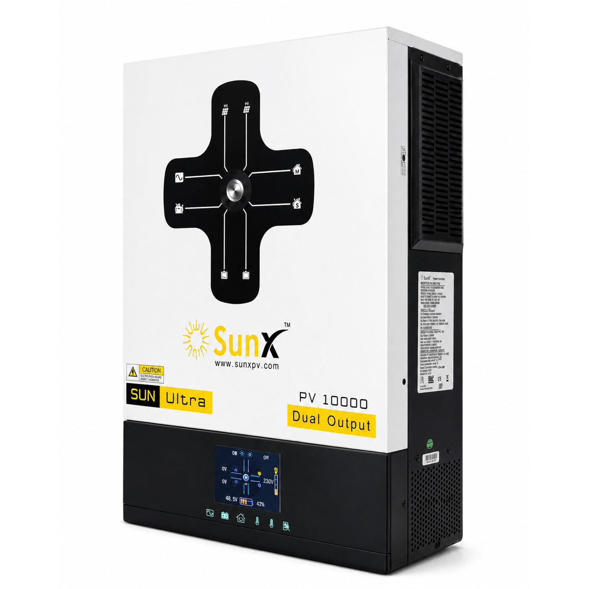 SunX SunUltra 8kW Hybrid Solar Inverter With PV10000, Dual Output, Pure Sinewave