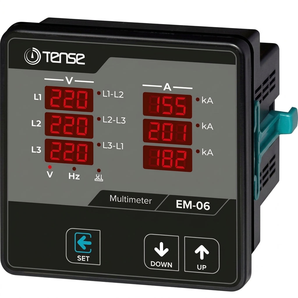 Tense EM06 Multimeter 3 Phase Digital Voltmeter Ammeter & Frequency Meter