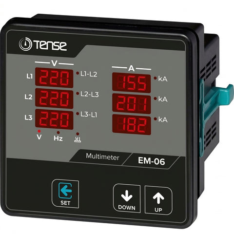Tense EM06 Multimeter 3 Phase Digital Voltmeter Ammeter & Frequency Meter