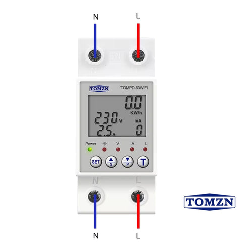 Tomzn TOMPD-63 WIFI Protector with voltage current and leakage protection Mini 10in1