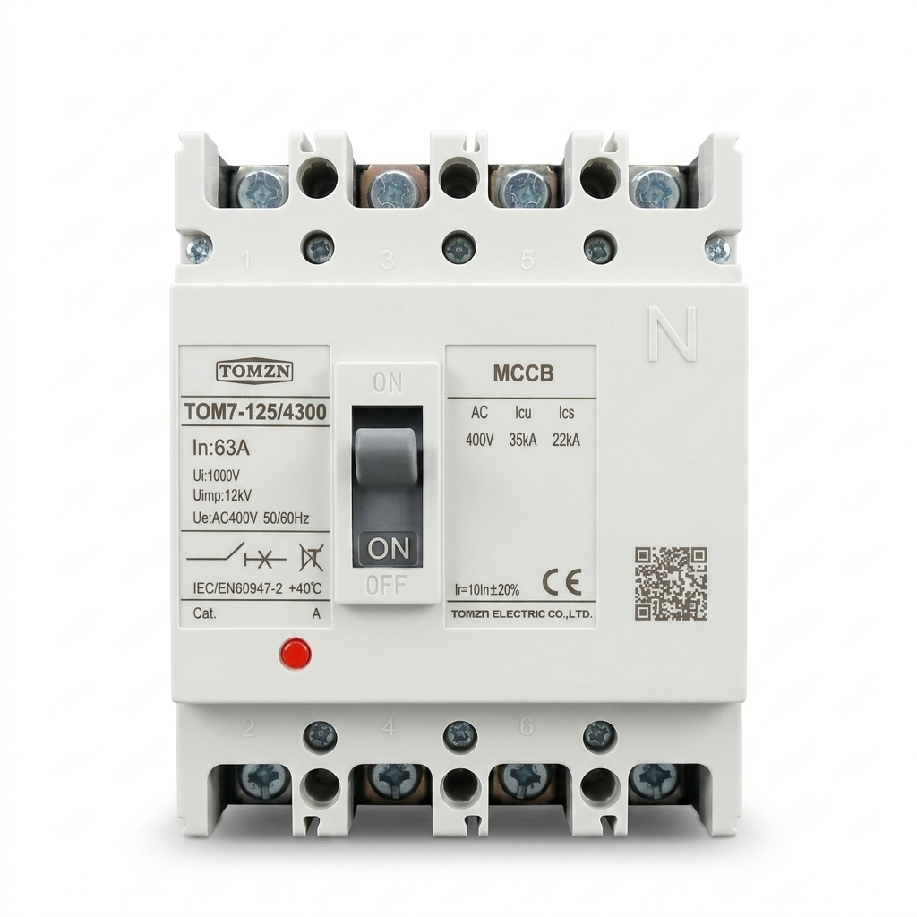 TOMZN TOM7-125/4300 63A 4P MCCB AC Circuit Breaker | 4P Molded Case Circuit Breaker for Electrical Protection