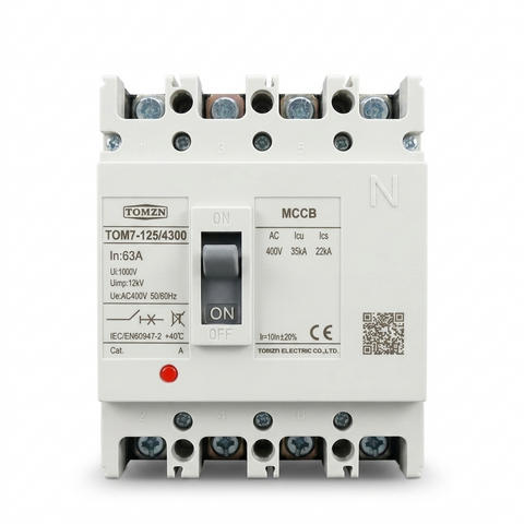 TOMZN TOM7-125/4300 63A 4P MCCB AC Circuit Breaker | 4P Molded Case Circuit Breaker for Electrical Protection