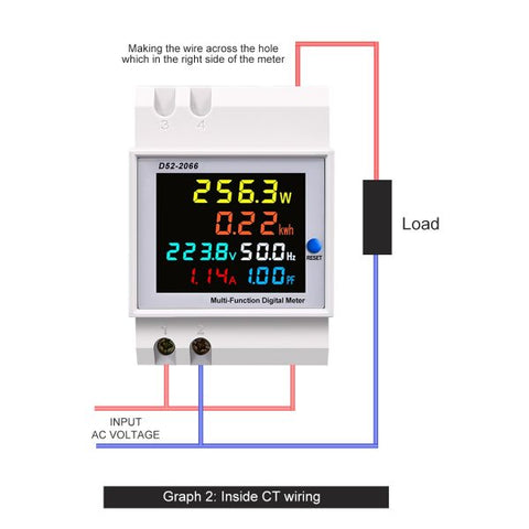 TOMZN D52-2066 6IN1 din rail AC 220V 100A Voltage Current KWH Electric energy meter with Frequency and Power Factor