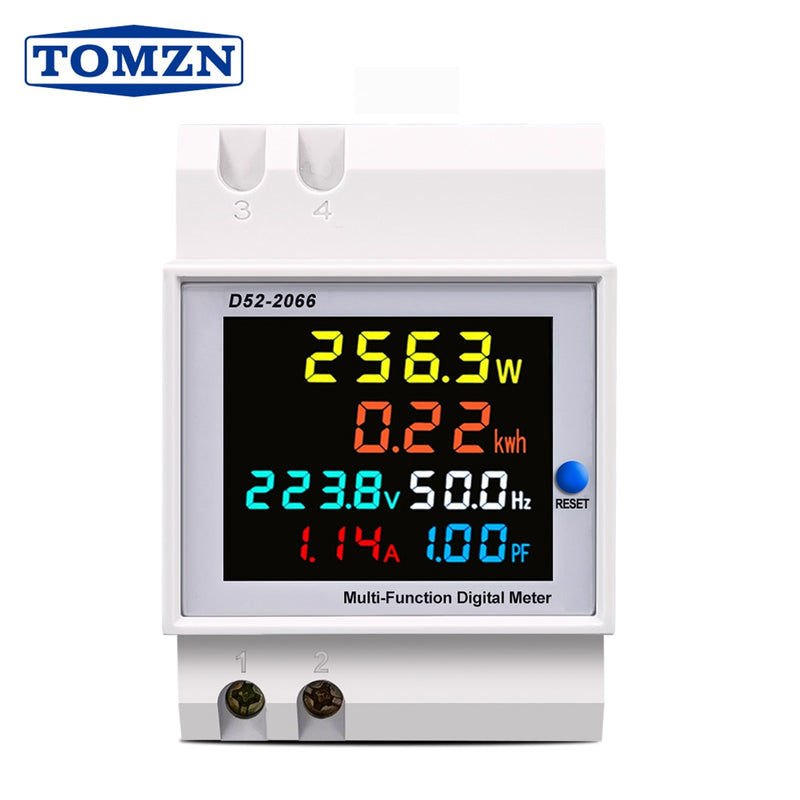 TOMZN 6IN1 din rail AC 220V 100A Voltage Current KWH Electric energy meter with Frequency and Power Factor