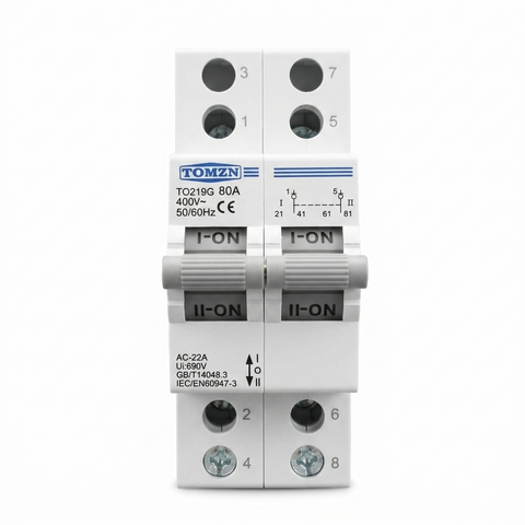 Tomzn 2P 80A Manual Transfer Switch (MTS) Changeover – 400V 50/60Hz Dual Power Selector