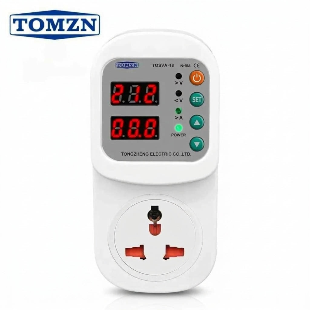 Tomzn TOSVA-16 16A Socket Voltage Protector – Smart Power Surge & Voltage Guard (Muhafiz)
