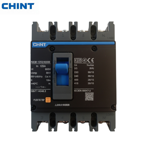 CHINT 4P AC 125A MCCB | Three Phase 4 Pole Circuit Breaker – Reliable Overload & Short Circuit Protection