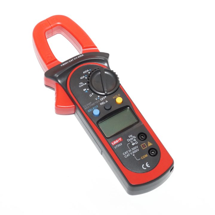 UNI-T UT-203 Digital Clamp Multimeter DC/AC Voltage & Current, resistance, frequency, duty cycle, continuity Tester.