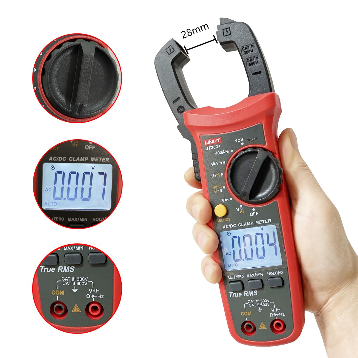 Uni-T UT203+ Digital Clamp Multimeter DC AC Current Voltmeter 400-400A