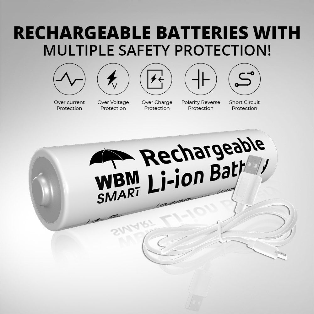 AA 1.5V Li-ion Rechargeable Battery 2400 mwh , AA Rechargeable Cell (Pack of 2)