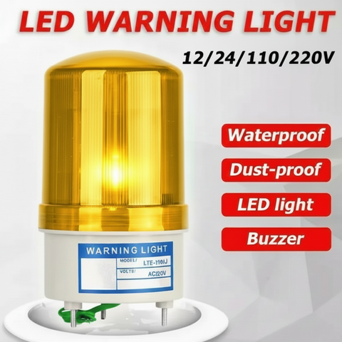 KAEL Revolving Warning Light LED 1101J Yellow – 12–220VAC/DC Industrial Signal Beacon