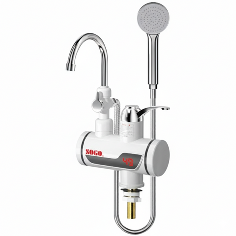 Sogo JPN-3000 Instant Electric Water Heating Tap with Shower Head | 3000W Fast Heat Faucet | Shock-Proof & Anti-Explosion | IPX4 Rated