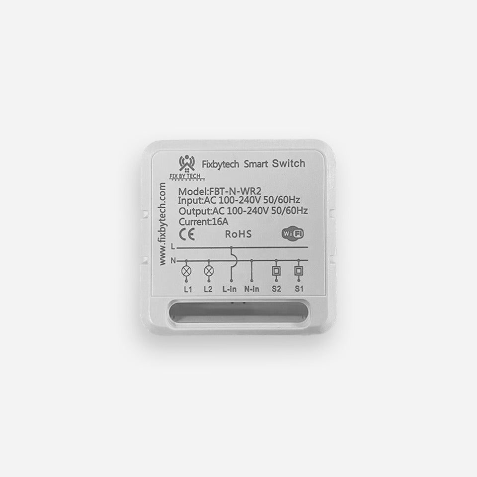 FBT-N-WR Mini Smart Switch 16A 2 Gang Works with Smart Life App Alexa ...