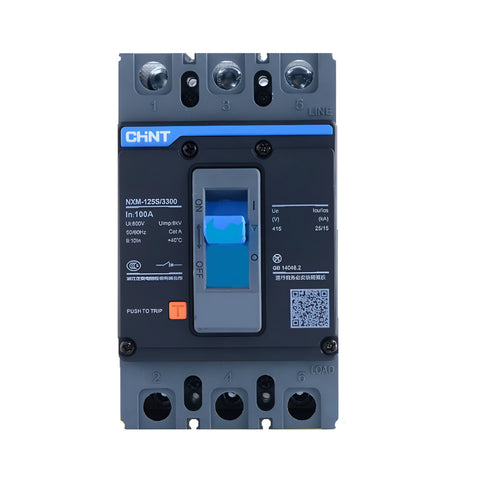 CHINT 3P AC 100A MCCB | Three Phase 3 Pole Circuit Breaker – Overload & Short Circuit Protection
