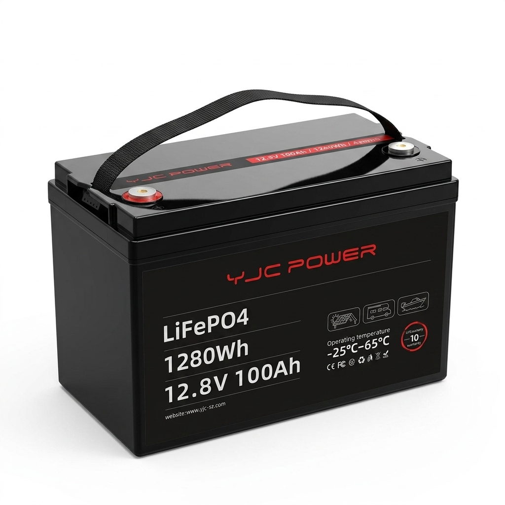 YJC Power YJC-LB-L-P-12100 12.8V 100Ah LiFePO4 Battery IP65 | 1280Wh Deep Cycle Lithium Battery
